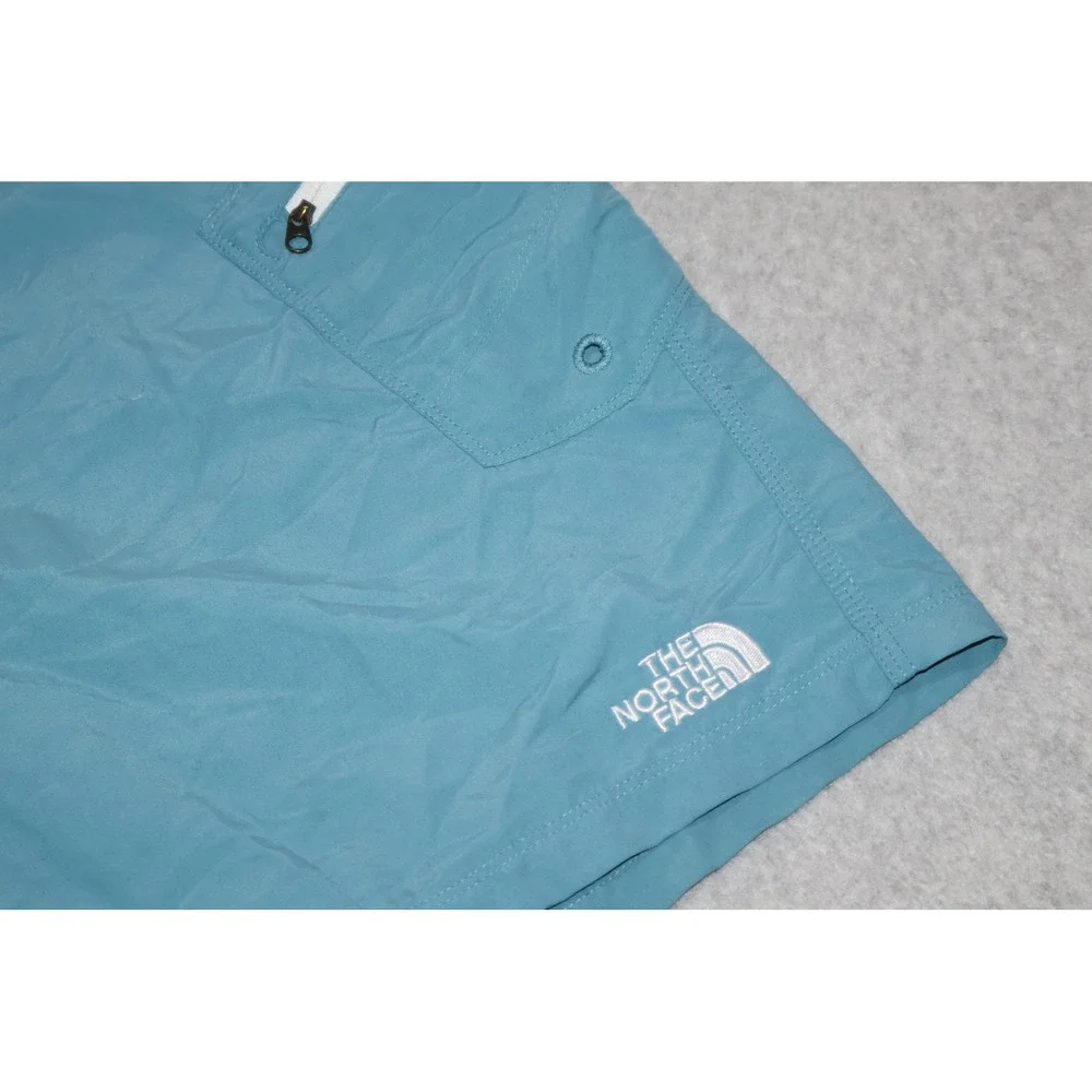 The North Face Board Shorts Mens 32 Teal Blue Zip Nylon Cargo Swim 9